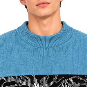 Men’s Blue Deer Jacquard Knit <b>Sweater</b> Winter Crew Neck Long Sleeve Pullover Casual Warm Fashion <b>Sweater</b> - Product Image 5