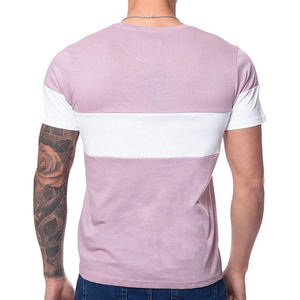 <b>Mens</b> Mauve Pink and White Color Block Chest Pocket Short Sleeve T-<b>Shirt</b> Custom Logo OEM ODM Wholesale Apparel - Product Image 2