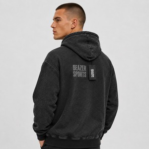 Hoodie Homme Streetwear Hip Hop Personnalisé Style Acid Wash Nouveautés 100% Coton Respirant - Product Image 3