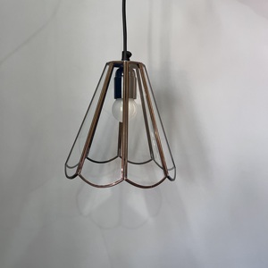 Industrial Geometric Pendant <b>Light</b> Metal <b>Cage</b> Glass Shade Bulb Tapper Shape Black Color Hanging LED Living Room Fixture White - Product Image 5
