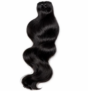 22 Inch Indian Raw Human Hair Extension Machine Wefted Deep <b>Body</b> <b>Wave</b> Natural Black - Product Image 3