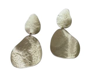 Boucles d'oreilles pendantes surdimensionnées en laiton martelé, finition mate, style bohème, pour femme, bijoux fantaisie dorés - Product Image 1