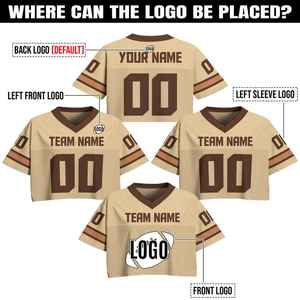 Personalize Women's <b>Crop</b> <b>Top</b> Football Jersey, Custom Team Name Number Logo Women <b>Crop</b> Tee, Streetwear Sports <b>Crop</b> <b>Top</b> - Product Image 1