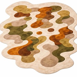 Alfombra abstracta multicolor de forma irregular, suave, hecha a mano, de lujo, para sala de estar, decoración moderna para el hogar, diseño único. - Product Image 3