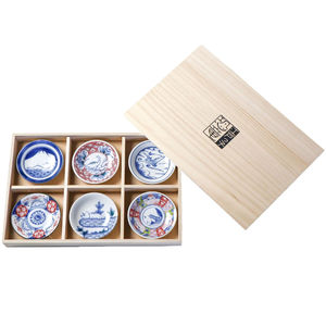Ensemble d'assiettes à dessert en porcelaine écologique japonaise bleu-blanc, motif oriental rond, pour cadeaux - Product Image 3