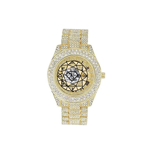 Reloj de Lujo para Hombre con Diamantes de Laboratorio y Baño de Oro Amarillo Sólido, Esfera Redonda Analógica, Correa de 22cm, 40mm - Product Image 5