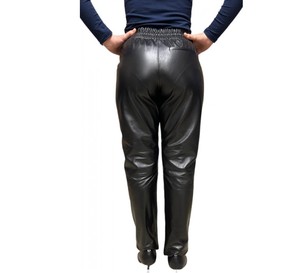 Custom Women's High Elastic Waist <b>Leather</b> <b>Cargo</b> <b>Pants</b>-Breathable Knitted Fabric Regular Fit Full Length - Product Image 5