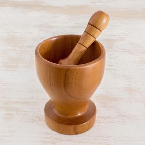 Heavy Solid Wooden Mortar <b>And</b> Pestle <b>Set</b> For Crushing <b>Herbs</b> <b>Spices</b> <b>And</b> Preparing Fresh Herbal Paste - Product Image 4