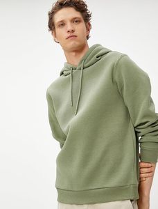 Sweat-shirt à capuche pour homme, vert uni, coupe oversize, 100% coton molletonné, décontracté, pour l'automne, avec poches, anti-rétrécissement, 370g, fermeture éclair - Product Image 4