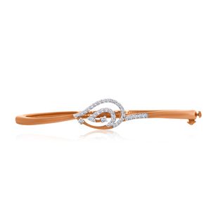 Elegant Rose Gold Diamond Teardrop Open Bangle Bracelet for Women | Luxury CZ Stone Adjustable Bracelet | Fashion Jewelry <b>Gift</b> - Product Image 1