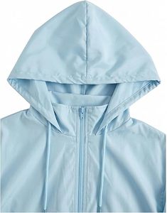 Chaqueta cortavientos ligera con cremallera para mujer, deportiva, informal, con capucha, para entrenamiento, con bolsillos, para días lluviosos. - Product Image 4