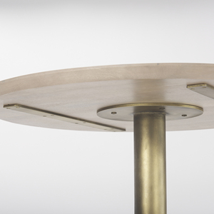 Modern Solid Mango Wood Bistro Café <b>Table</b> with Matte Gold Metal Base Contemporary Dining <b>Table</b> - Product Image 3