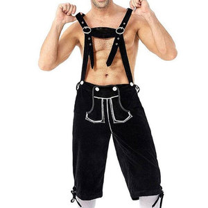 Shorts en Lederhosen pour homme, décontractés, unis, avec fermeture boutonnée et coutures traditionnelles, d'inspiration bavaroise, pour les occasions culturelles et les fêtes - Product Image 1