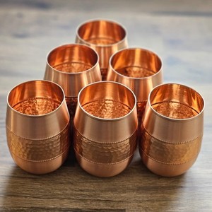 Premium Handmade Copper Tumblers Pure Copper <b>Water</b> Glass Set Luxury Drinking Cups Hotel Restaurant Wholesale Export Supplier - Product Image 1