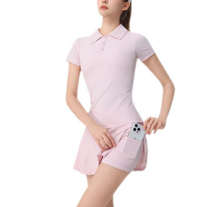Vestido de Tenis Personalizado con Logotipo para Mujer, Cuello Camisero, Manga Corta, Spandex, Nailon, Transpirable, Fabricante OEM - Product Image 1