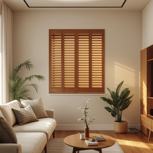 Rustic Solid Wood <b>Shutters</b> Barn Door Interior Window Panels Louvered Wooden Design for Bathroom Bedroom Farmhouse Home Decor - Product Image 1