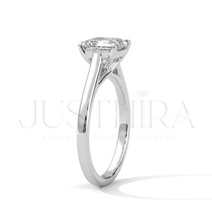 Bague solitaire à sertissage à griffes et diamant taille Asscher, très populaire, pour le quotidien, le bureau et les mariages, un cadeau élégant pour elle - Product Image 5