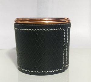 กระปุกเทียนหนังเทียมพร้อมฝาสีโรสโกลด์ - Product Image 1