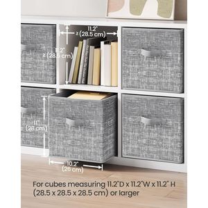 Contenitori portaoggetti a cubo da 11 pollici in tessuto non tessuto, set da 6 con doppie maniglie, organizer pieghevoli per armadi - Product Image 2
