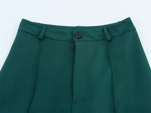 Pantalon décontracté homme taille mi-haute coupe large vert foncé 100% coton, taille élastique, infroissable, pour l'hiver, en toile écologique - Product Image 2