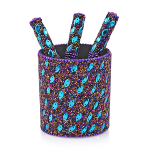 Porte-stylos perlé fait main de qualité supérieure pour organisateur de bureau, organiseur de fournitures de bureau perlé doré, conteneur à stylos - Product Image 2