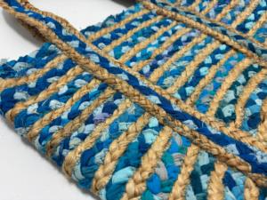 Handmade Recycled Sari and Jute Durable Waterproof Tote Bag Eco Friendly Shopping Beach Everyday Carry Wholesale - Product Image 2