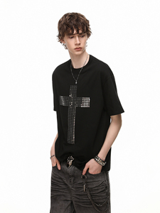เสื้อยืดสตรีทแวร์แขนสั้นผ้าฝ้ายคุณภาพสูง 100% สำหรับผู้ชาย ระบายอากาศได้ดี ไม่หดตัว - Product Image 4