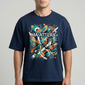 Men's T Shirt <b>Navy</b> Blue Abstract Graphic Print Crew Neck Short Sleeve Oversized Fit Casual Streetwear <b>Tshirt</b> - Product Image 1