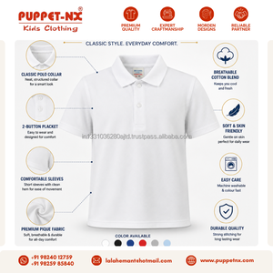 Polo de Manga Corta Blanco de Primera Calidad para Niños, Uniforme Escolar, Camiseta con Cuello de Algodón para Niños, Puppetnx ODM - Product Image 6