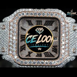 นาฬิกาข้อมือผู้ชาย ICE LOOK JEWELERY หรูหรา สแตนเลสสตีล หน้าปัดสี่เหลี่ยม ควอตซ์ 40 มม. หน้าปัดอนาล็อก คริสตัลแซฟไฟร์ สาย 20 มม. ประดับเพชรโมอิสซาไนต์ Ice Look - Product Image 3