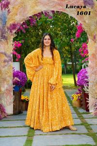 Hermoso Vestido Anarkali de Diseño Indio-Pakistaní en Tela Georgette con Bordado Elegante para Fiestas, Bodas, Uso Casual y Tradicional para Mujeres - Product Image 6