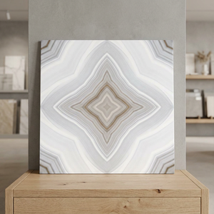 Carreaux de sol en porcelaine polie Book Match de 600x600mm, design céramique brillant, épaisseur 8mm, garantie 5 ans, antidérapants, exportateur indien - Product Image 1