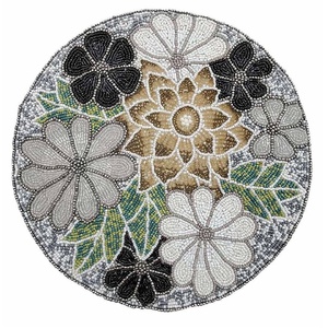 Floral Pattern Glass Beaded Table Mat Dinner Table Glass Beads Table Mat Beaded <b>Charger</b> Place Mats for Home Wedding Party Decor - Product Image 1