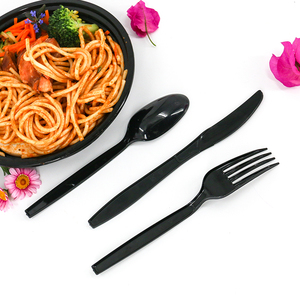 Nhựa đồ dùng Combo kit nhựa đen Bộ dao kéo dùng một lần <span class=keywords><strong>Flatware</strong></span> Bộ - Product Image 3