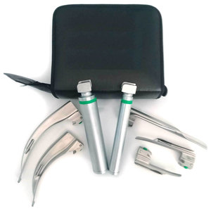 Ensemble de laryngoscopes à fibres optiques Macintosh, cinq lames courbées, construction en acier inoxydable, éclairage manuel, certifié CE, usage hospitalier - Product Image 1