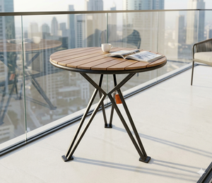 Table d'extérieur en PS avec plateau à lattes et pieds en métal, mobilier de bistrot pour patio et jardin, matériau imperméable, haute qualité, ODM OEM, pour balcon et café - Product Image 2