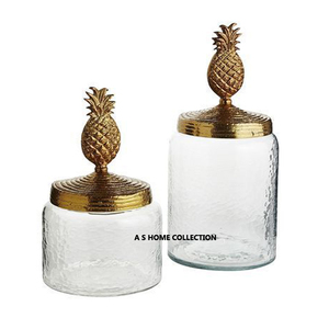 Unique Design Metal Gold Color <b>Container</b> for <b>Kitchen</b> and Dry Fruit <b>Storage</b> Jars and Canister with Resin Gemstones - Product Image 4