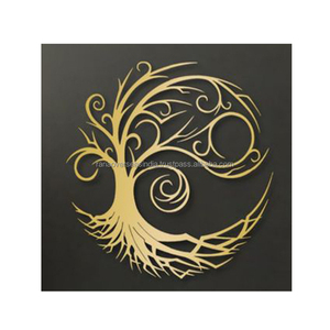 Art mural luxueux en métal arbre fabriqué à la main tenture murale en fer avec finition en or antique parfait pour la décoration de salon - Product Image 2