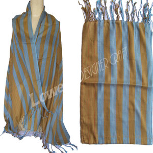 Handloom Vertical Stripe Scarf Soft Woven Cotton Lightweight Fashion Neck <b>Wrap</b> Traditional Artisan Made Stylish Unisex <b>Shawl</b> - Product Image 3