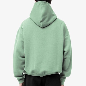 Men's Oversized Hoodie Mint Green Solid Color Fleece Hooded Sweatshirt Casual Embroidered Windproof <b>Waterproof</b> - Product Image 6