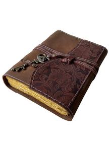 Diario de Cuero Hecho a Mano Personalizado, Cuaderno de Bocetos con Diseño de Flores de Jardín, Encuadernado con Hilo, Estilo Vintage, para Viajes, Dibujo y Planificación - Product Image 1