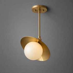 Brushed Brass Pendant <b>Light</b> Adjustable Chain Hanging Lamp Globe Shade Ceiling Lamp for Bedroom <b>Dining</b> Room - Product Image 3
