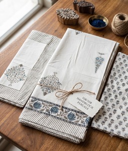 Floral Handblock Printed Percale Bedding Set Cotton <b>Bed</b> <b>Sheet</b> Set Soft White Blue <b>Stripe</b> Bathroom Guest Use - Product Image 2