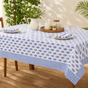 Nappe en coton imprimée à la main, motif floral moderne, écologique, fabriquée en Inde, pour mariage, couleur et taille personnalisables - Product Image 2
