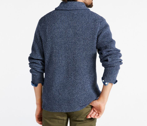 Winter Solid Warm Men's <b>Cardigan</b> <b>Sweater</b> Coat Knitted Turtleneck Wool/Acrylic Quick Dry Breathable Customizable - Product Image 3