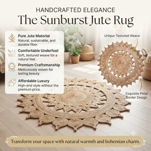 Tapis rond en jute beige noir de grande taille fait main, couleur unie, antidérapant, écologique, pour la décoration intérieure, les hôtels - Product Image 2