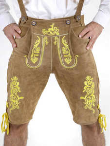 Véritables Lederhosen en daim de chèvre pour hommes, tenue bavaroise, costume d'Oktoberfest, vêtements décontractés pour hommes - Product Image 4