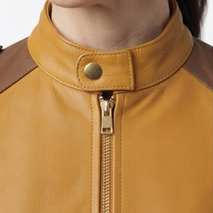 Veste de motard en cuir PU pour femme, coupe ajustée, col montant, réversible, écologique - Product Image 5