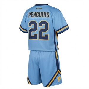 Uniforme de Lacrosse Azul Claro Personalizado con el Número 22 y el Logotipo de los Pingüinos para Hombre, Conjunto de Jersey y Pantalones Cortos de Poliéster Transpirable - Product Image 4