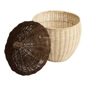 Produit phare : Panier en rotin naturel bicolore en forme de gland avec couvercle, panier de rangement pour linge tissé à la main pour la décoration intérieure, vente en gros - Product Image 4